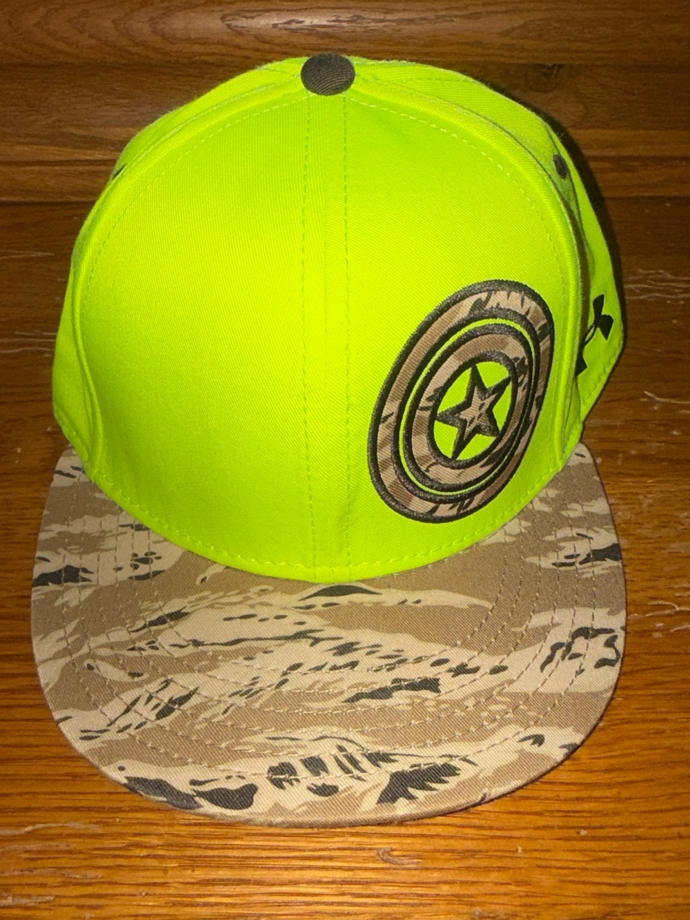 Under Armour Neon Yellow Marvel Comics Captain America Fitted Flat-Brim Cap